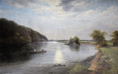 Lot 474 - F Warsop, river scene oil on canvas. F Standring watercolour.