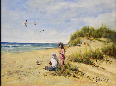 Lot 435 - Adolf Sehring, Summer by The Dunes, oil on canvas, 27cm x 34cm.