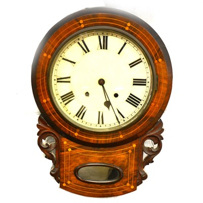 Lot 254 - An American rosewood drop dial wall clock