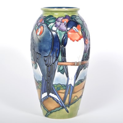Lot 556 - A Moorcroft Pottery vase, 'Swallows' designed by Rachel Bishop