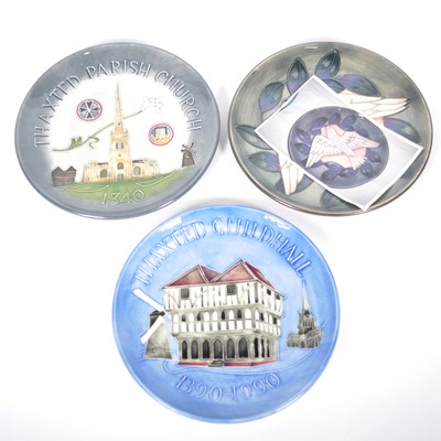 Lot 56 - Four Moorcroft Pottery plates, including Thaxted Church, and Thaxted Guildhall.