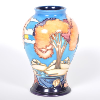 Lot 566 - A Moorcroft Pottery trial vase, 'Wanderer's Sky' designed by Emma Bossons