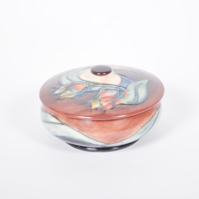 Lot 572 - A Moorcroft Pottery dish and cover, 'Red Tulip' designed by Sally Tuffin