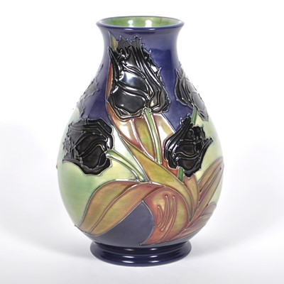 Lot 587 - A Moorcroft Pottery vase, 'Black Tulips' designed by Sally Tuffin