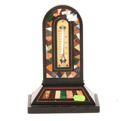 Lot 208 - A Derbyshire type hardstone inlaid desk thermometer