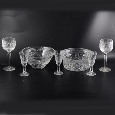Lot 74 - Two sets of Waterford crystal glasses, plus two glass bowls.