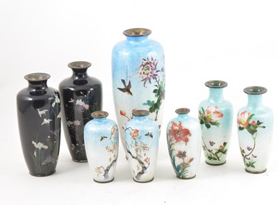 Lot 209 - Japanese cloisonne vases