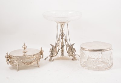 Lot 208 - Victorian silver plated table centre and two boxes