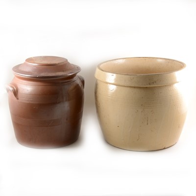 Lot 61 - Two stoneware bread bins, including an Improved Bread Pan by Doulton Lambeth