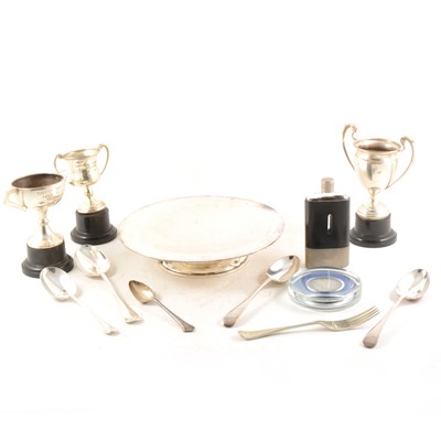 Lot 186 - A quantity of silver-plated cutlery, golf trophy cups etc.