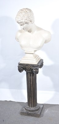 Lot 151 - A contemporary and painted composition bust, and a carved and painted ionic column