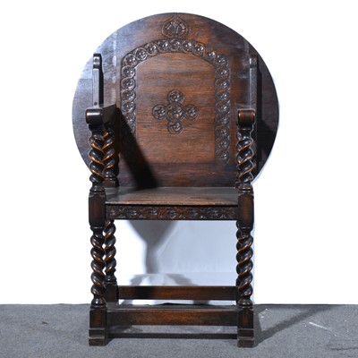 Lot 610 - Carved oak monks seat