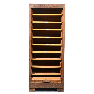 Lot 576 - Oak tambour front filing cabinet