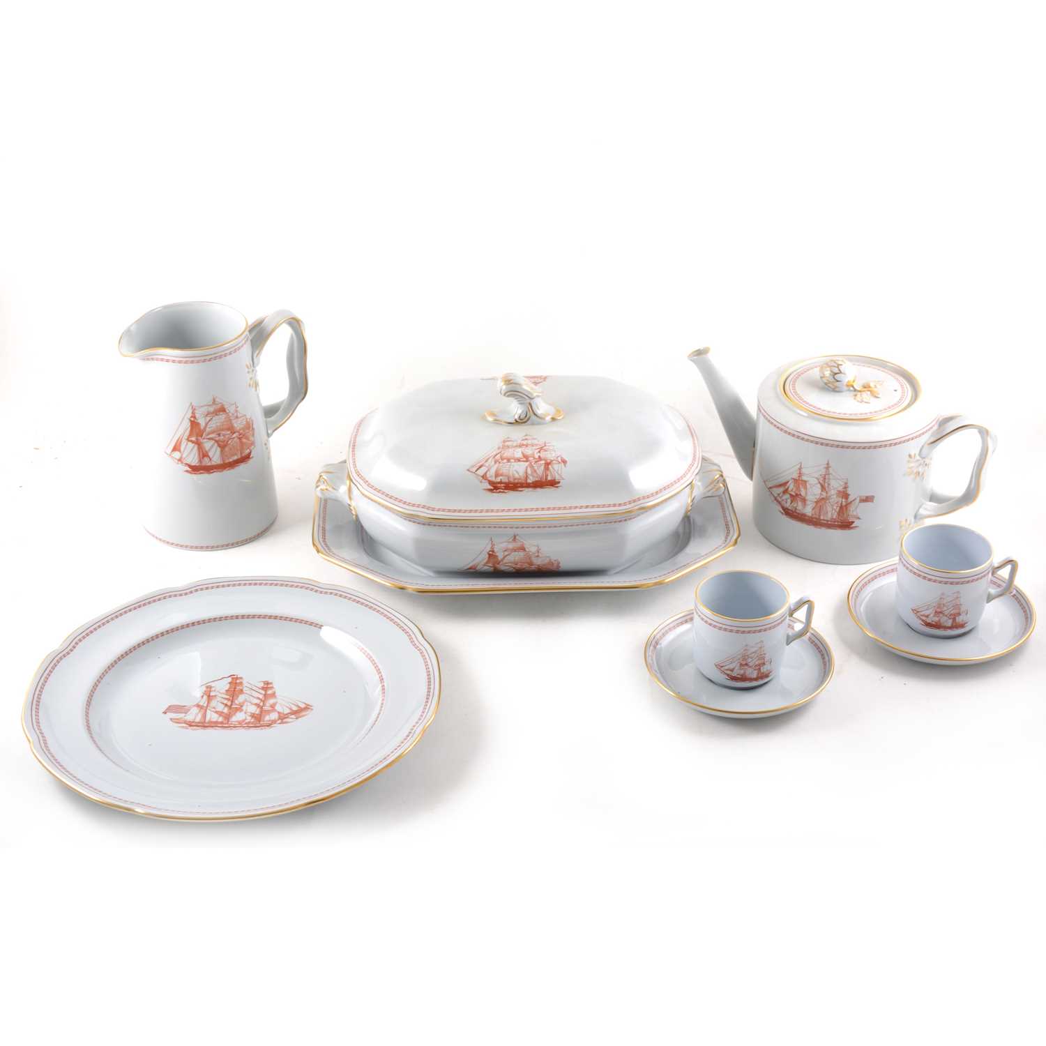 Lot 79 - An extensive Spode stone china table service, Trade Winds