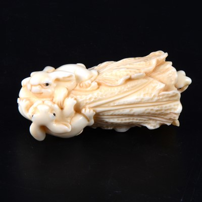 Lot 37 - A small Japanese carved ivory okimono, early 20th Century
