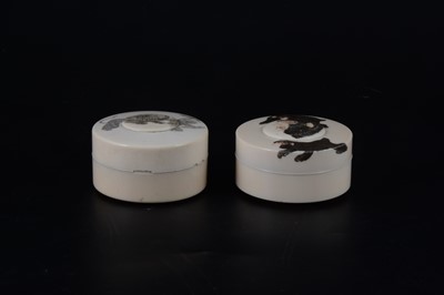 Lot 52 - Two Japanese carved ivory cylindrical boxes, early 20th Century