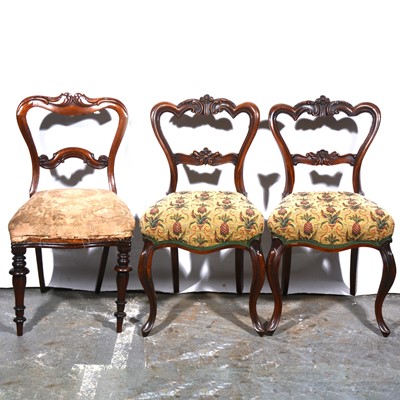 Lot 533 - Pair of Victorian walnut chairs and one other