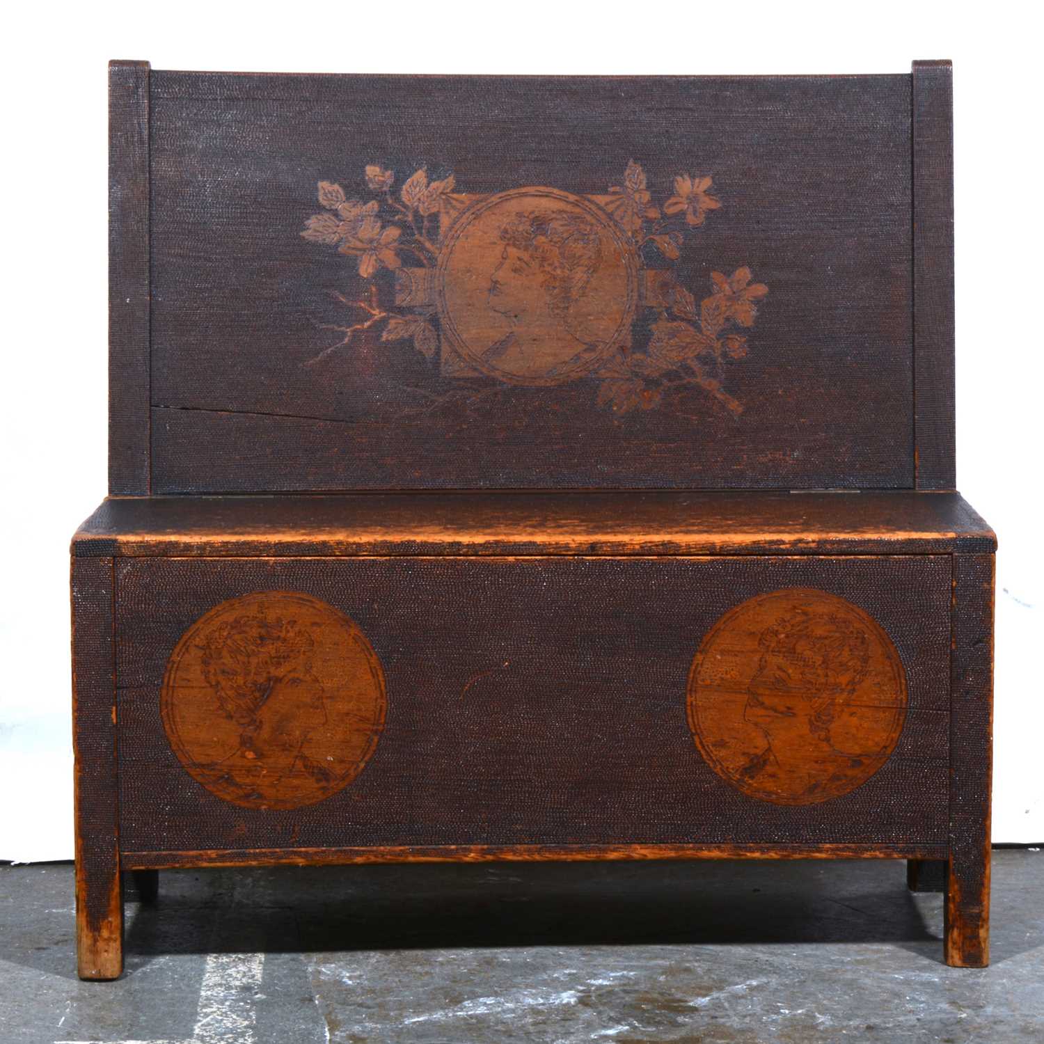 Lot 541 - Pine and poker work settle