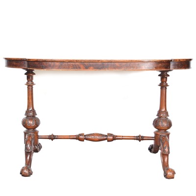 Lot 472 - Victorian walnut and marquetry stretcher table.