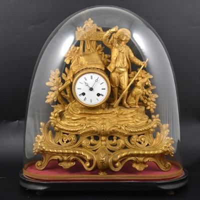 Lot 124 - 19th Century French gilt spelter mantel clock with dome.
