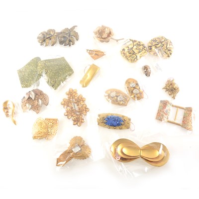 Lot 311 - A collection of vintage metal clips, buckles, brooches, American, Czechoslovakian.