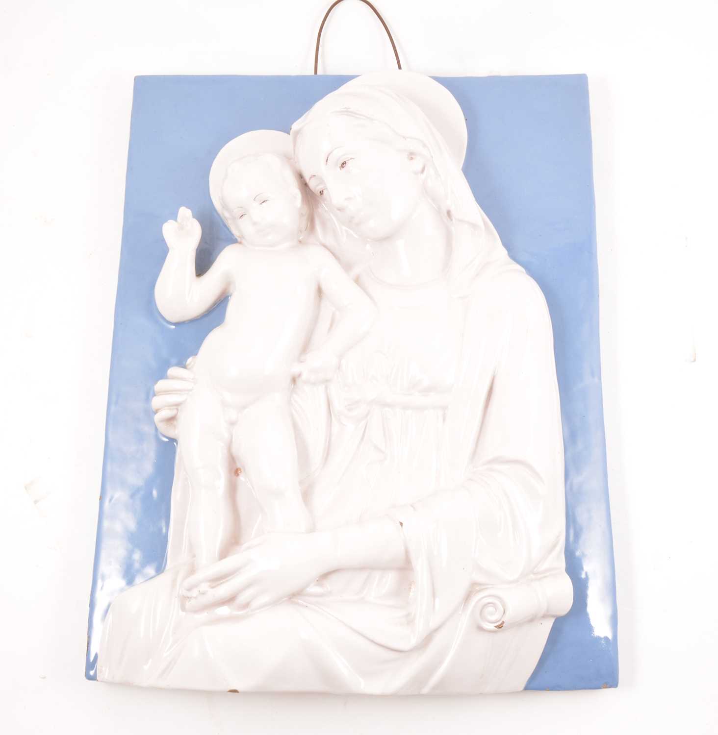 Lot 72 - Della Robbia style plaque, Madonna and Child