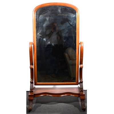 Lot 606 - A Victorian mahogany cheval mirror