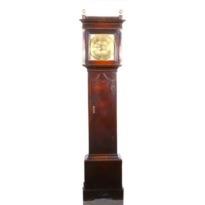 Lot 603 - An oak longcase clock, square brass dial,...