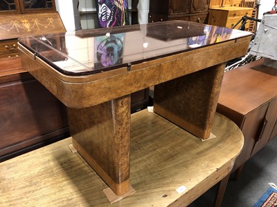 Lot 464 - Art Deco burr walnut coffee table, mirror top