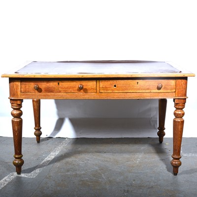 Lot 157 - A Victorian oak office table.
