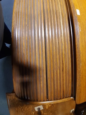 Lot 127 - An Edwardian oak rolltop desk, by Lebus.