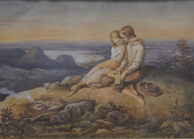 Lot 354 - Hermann Goldschmidt - Couple in a landscape.