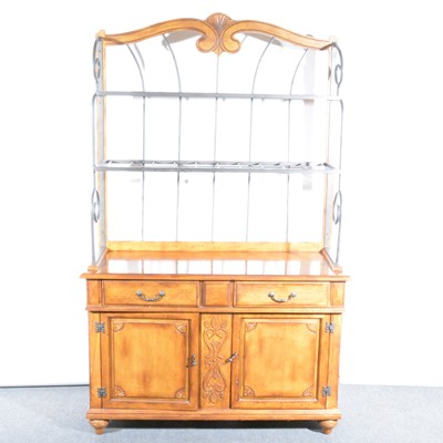 Lot 501 - Reclaimed wooden dresser base with iron-work top.