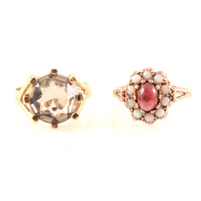 Lot 338A - Two vintage gemset dress rings.