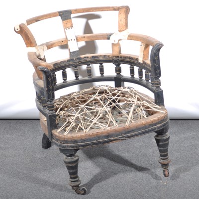 Lot 643 - Victorian ebonised tub chair