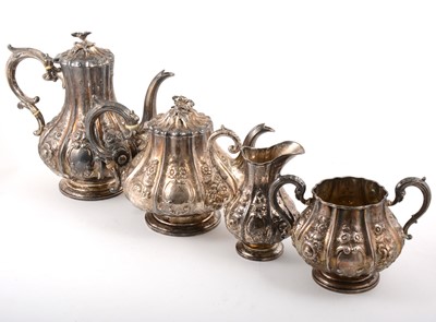 Lot 95 - A Victorian Irish silver four-piece teaset, maker's mark J.S, stamped West & Son.
