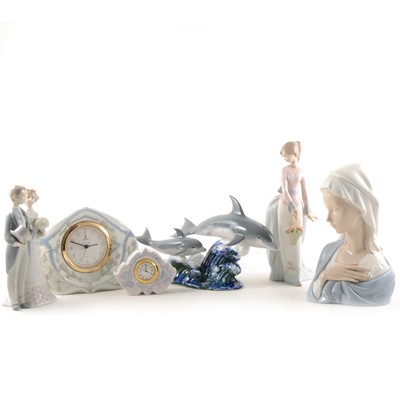 Lot 106 - Four Lladro figures and two Lladro clocks