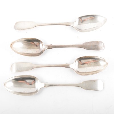 Lot 325 - Four William IV silver tablespoons, John James Whiting