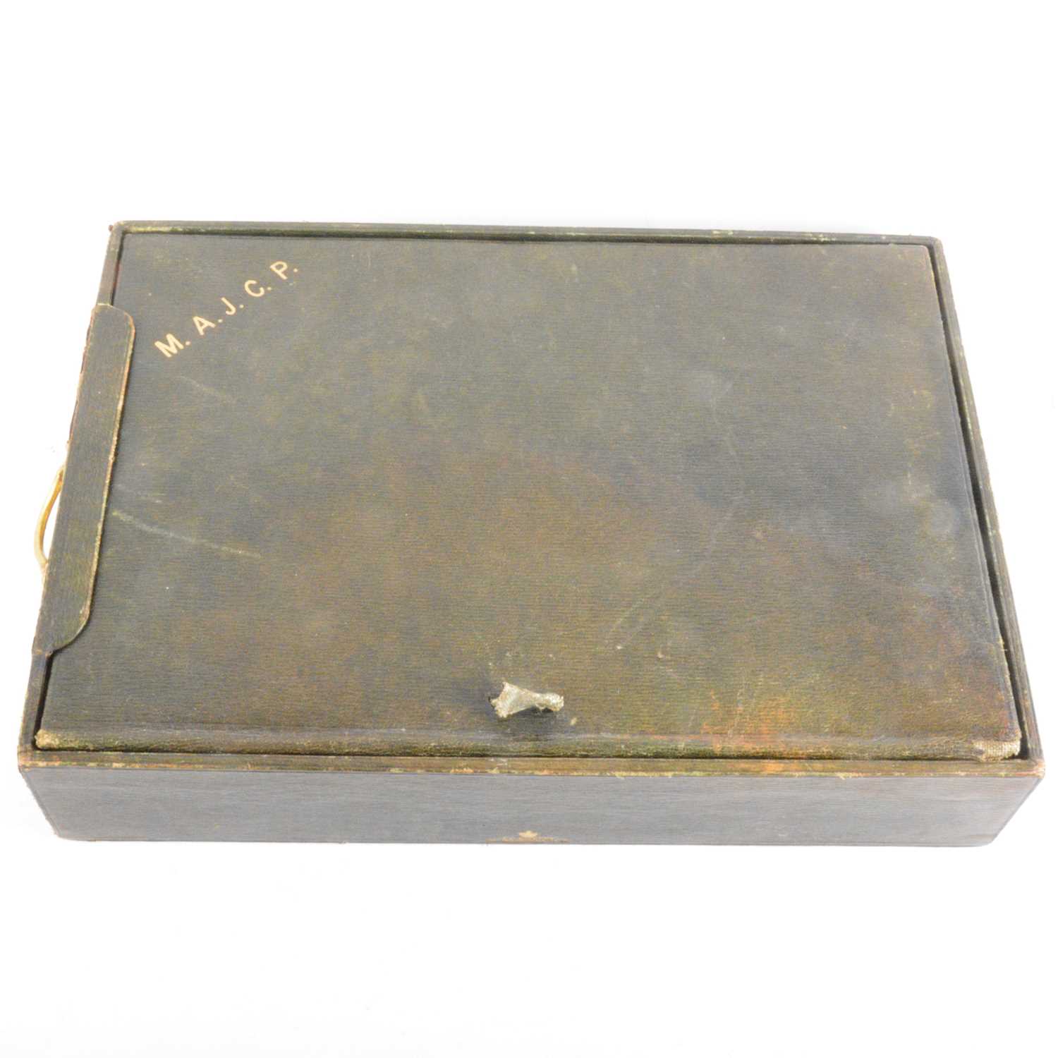 Lot 130 - A green Morocco document tray, by J C Vickery, London