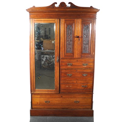 Lot 530 - Victorian walnut combination wardrobe