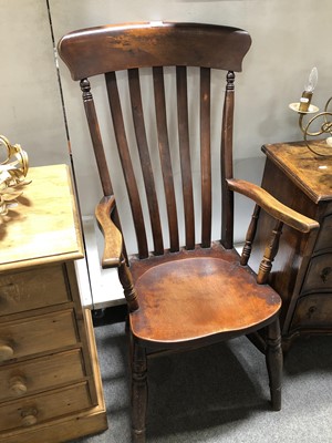 Lot 566A - Victorian beech slat back elbow chair.