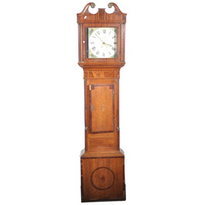 Lot 498 - An oak and mahogany longcase clock