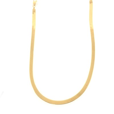 Lot 387 - A yellow metal flexible collar necklace marked 14K