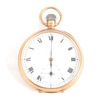 Lot 407 - J W Benson - a 9 carat yellow gold open face pocket watch.