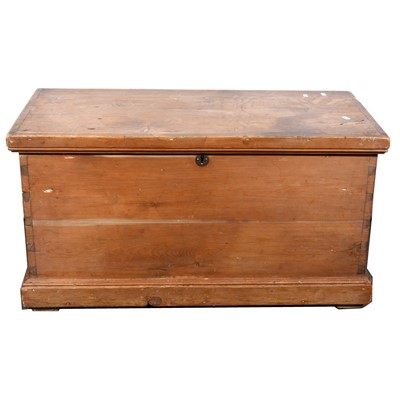 Lot 537 - A stripped pine blanket box, plinth base,...