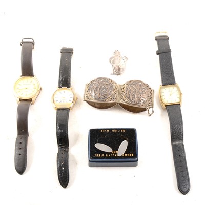 Lot 387A - A collection of gold and yellow metal jewellery, wrist watches.