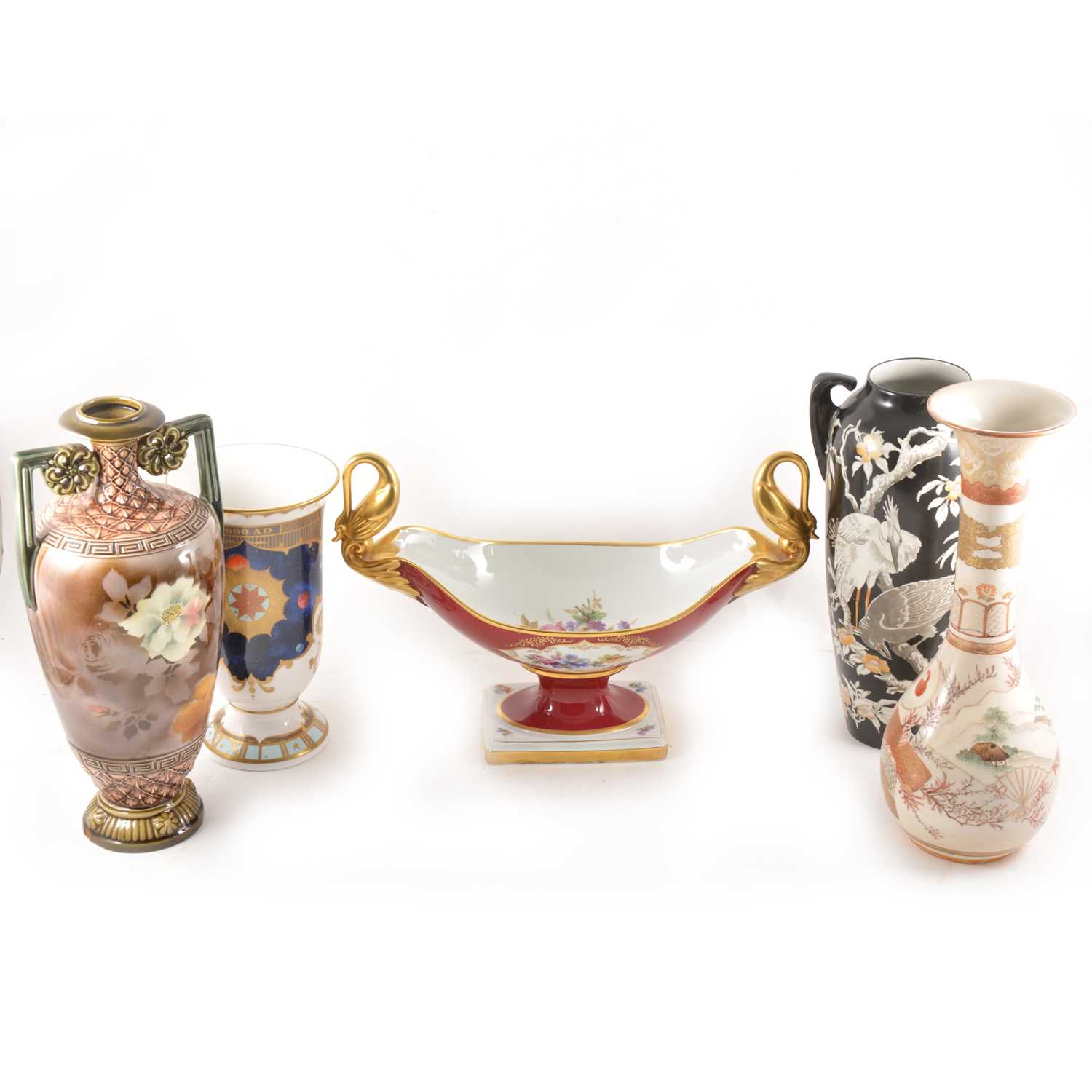 Lot 51 - Royal Worcester Millenium vase, similar box, and other ceramics