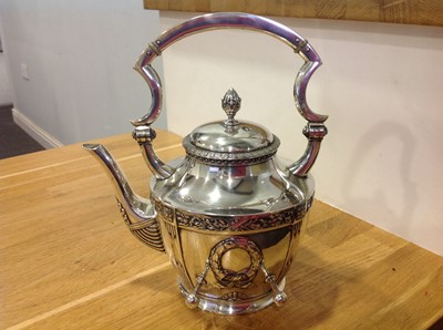 Lot 296 - German silver tea tray and kettle, 800 Standard, Posen