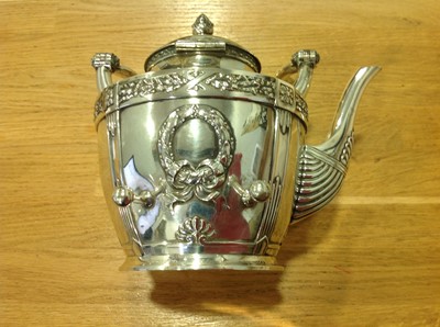 Lot 296 - German silver tea tray and kettle, 800 Standard, Posen