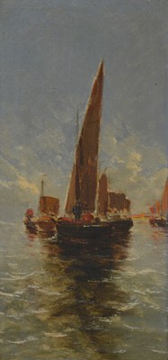 Lot 253 - Continental School, late 19th Century, Fishing barges in the North Sea